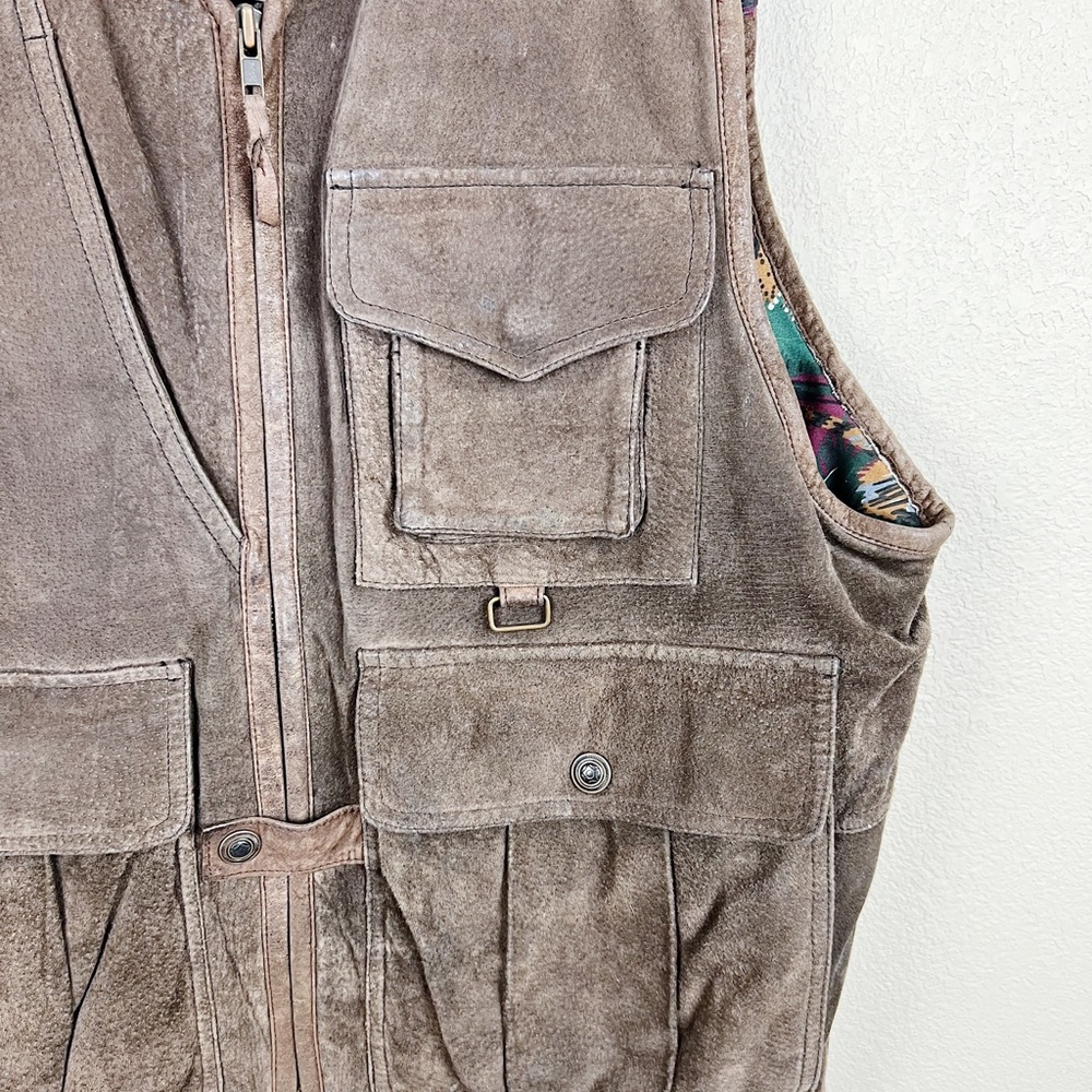 Vintage 1871 Brown Leather Cowboy Western Vest Sz Medium - Picture 5 of 11